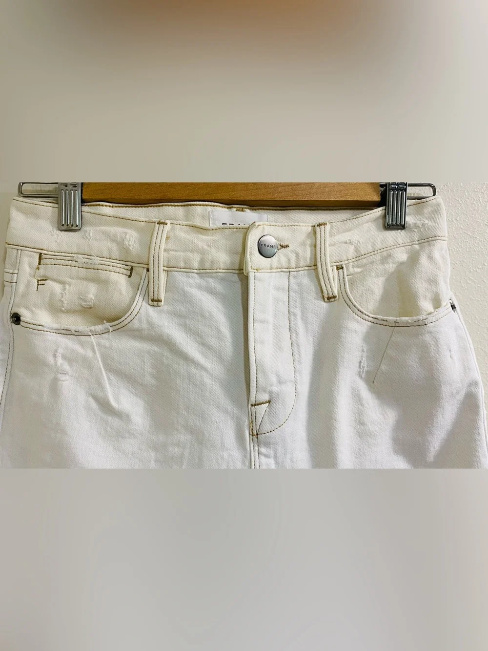 Frame Denim White Straight-Leg Jeans